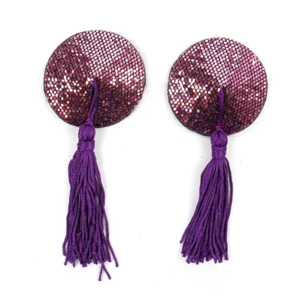 Sparkler Breast Tassel Pasties purple